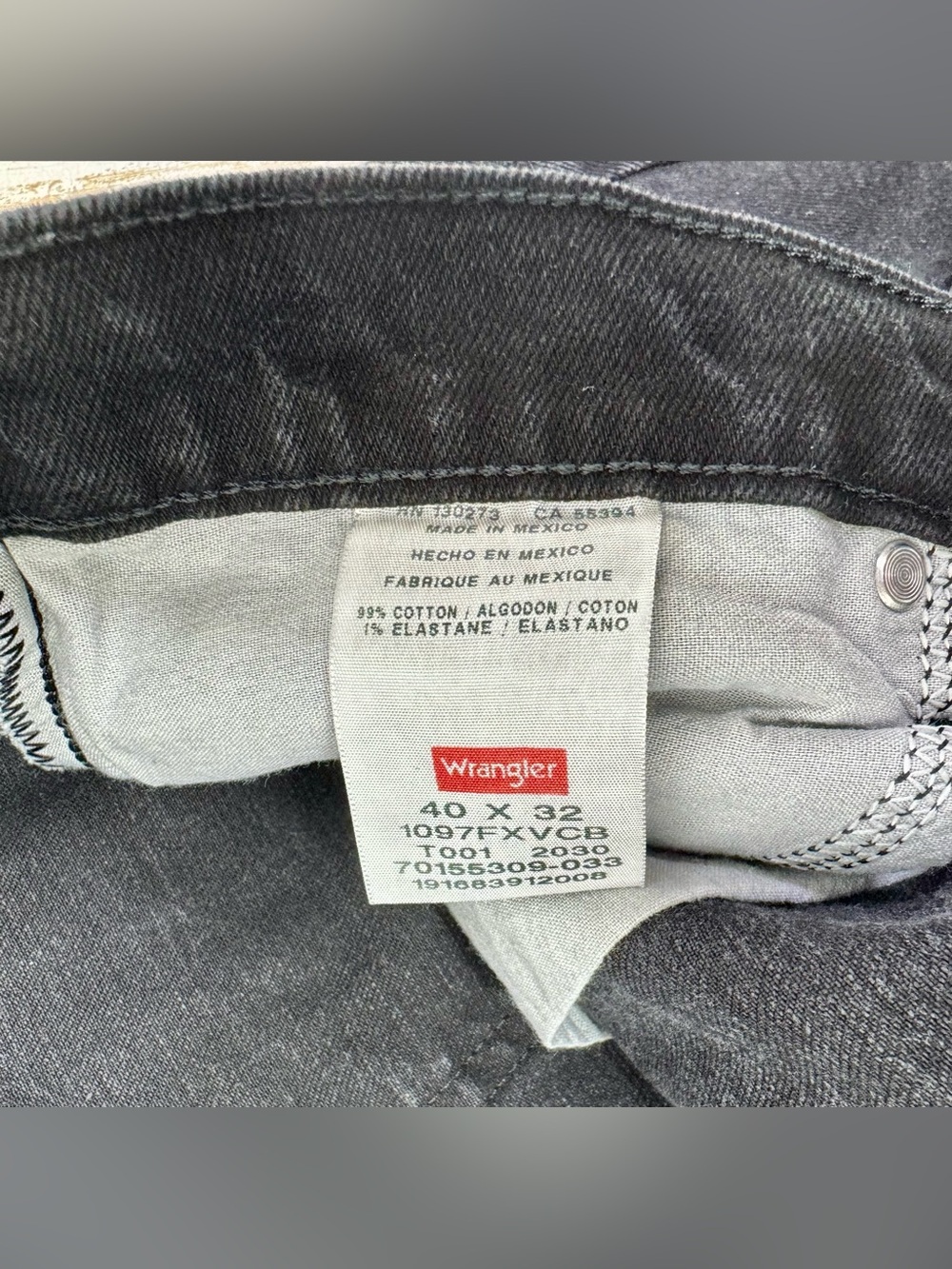 Wrangler Jeans Mens 40x32 Stretch Denim Black Pants - Picture 5 of 11